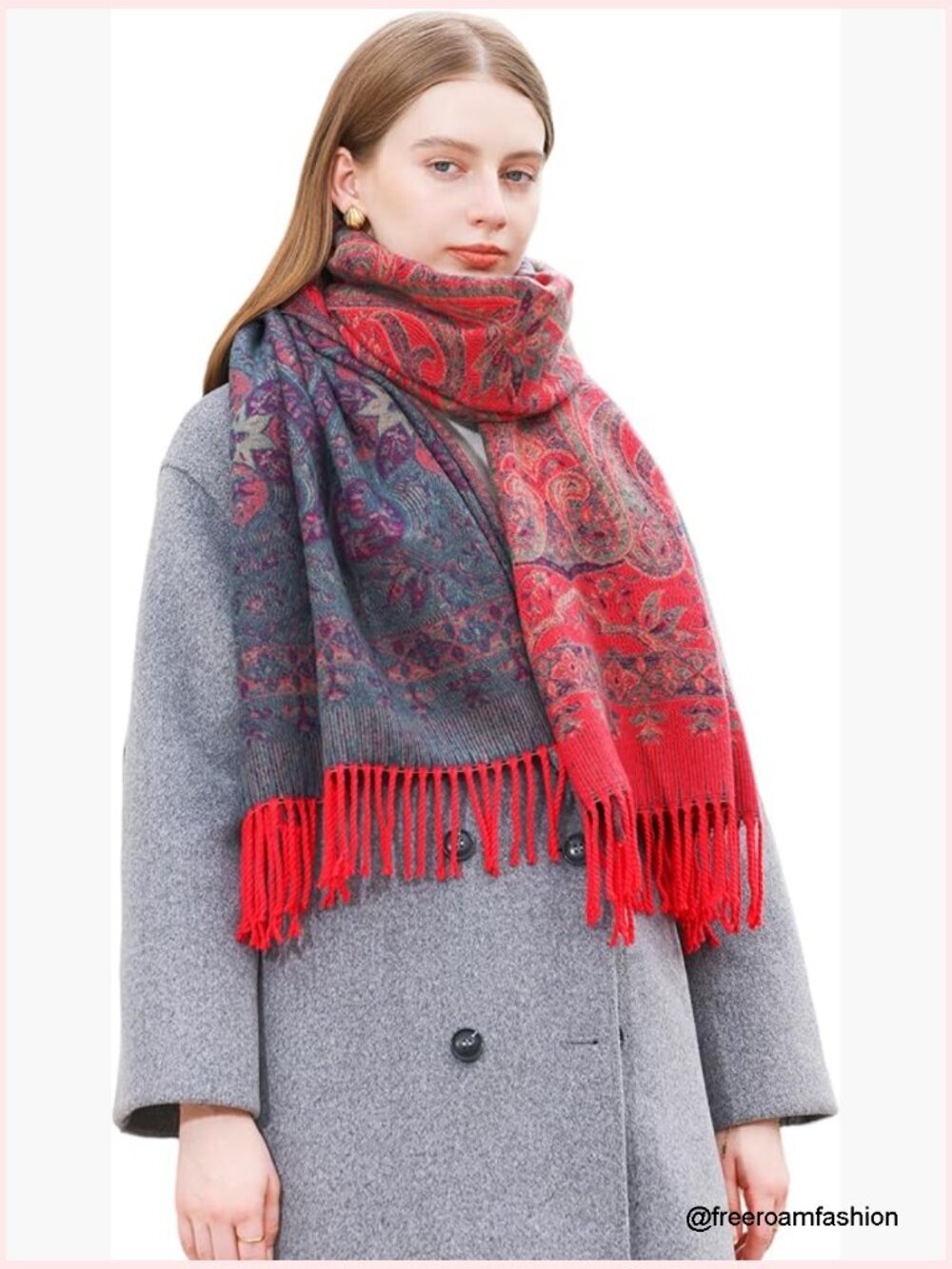 Cashmere Feel Jacquard Paisley Scarf Shawl Wrap Blanket Winter